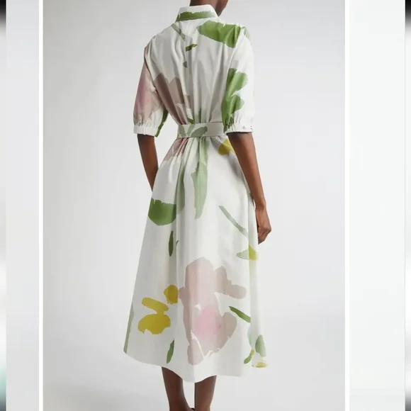 MaxMara AUTHENTIC Canter Botanical Flare Cotton Poplin Shirt Dress, US 4, NWT - Picture 4 of 16